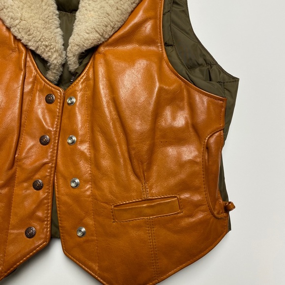 Vintage Schott Leather Sherpa Vest Size Aprox M - Picture 7 of 14